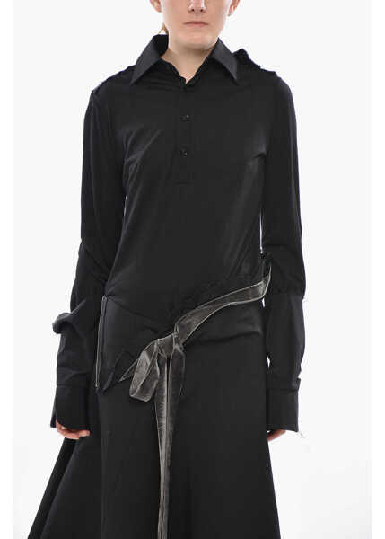 Rochii lungi Maison Margiela Mm1 Double-Fabric Midi Shirt Dress Black Femei (BM 19753256) 4