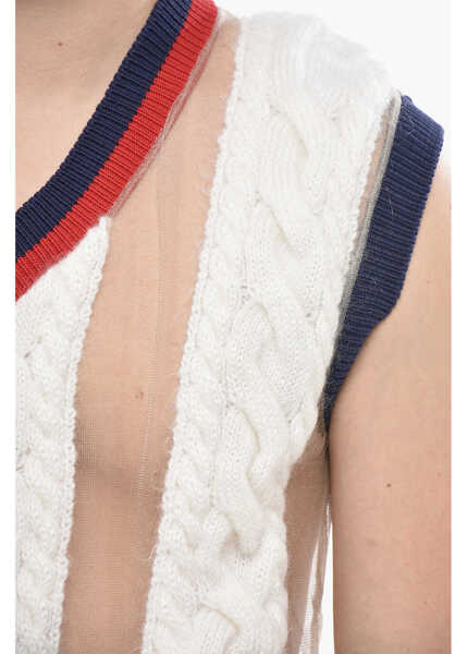 Pulovere casual DSQUARED2 Sleeveless Knit With Mesh Details Beige Barbati (BM 19753259) 3