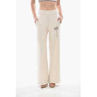 Pantaloni casual Knit Palazzo Pants Palm With Jacquard Logo Femei