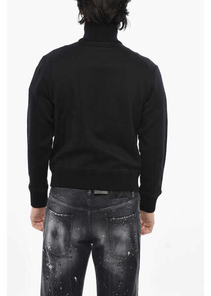 Bluze de trening Givenchy Mock Neck Cotton-Stretch Sweatshirt With Full Zip Black Barbati (BM 19753271) 2