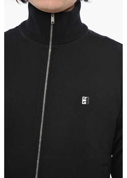 Bluze de trening Givenchy Mock Neck Cotton-Stretch Sweatshirt With Full Zip Black Barbati (BM 19753271) 3