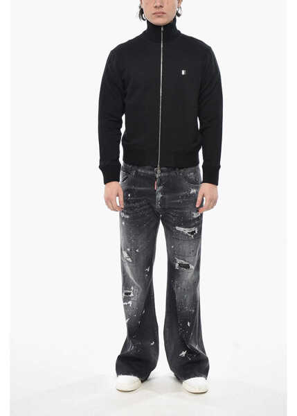 Bluze de trening Givenchy Mock Neck Cotton-Stretch Sweatshirt With Full Zip Black Barbati (BM 19753271) 4