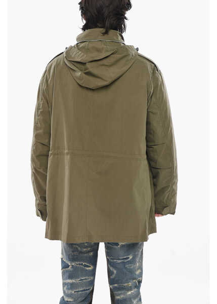 Geci Parka Givenchy Cotton-Blend Multi-Pocket Parka With Detachable Hood Military Green Barbati (BM 19753280) 2