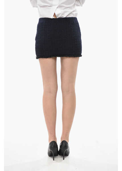 Fuste scurte Givenchy Tweed Mini Skirt With Beaded Hem Blue Femei (BM 19753286) 2