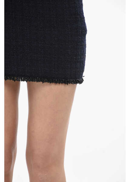 Fuste scurte Givenchy Tweed Mini Skirt With Beaded Hem Blue Femei (BM 19753286) 3