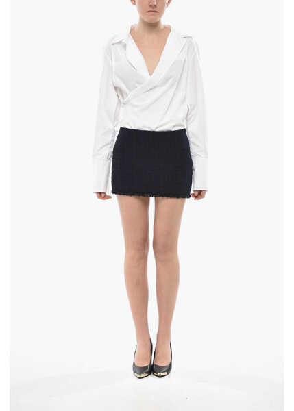 Fuste scurte Givenchy Tweed Mini Skirt With Beaded Hem Blue Femei (BM 19753286) 4