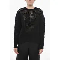 Pulovere Cashmere-Blend Crochet Sweater With Jacquard Logo Femei