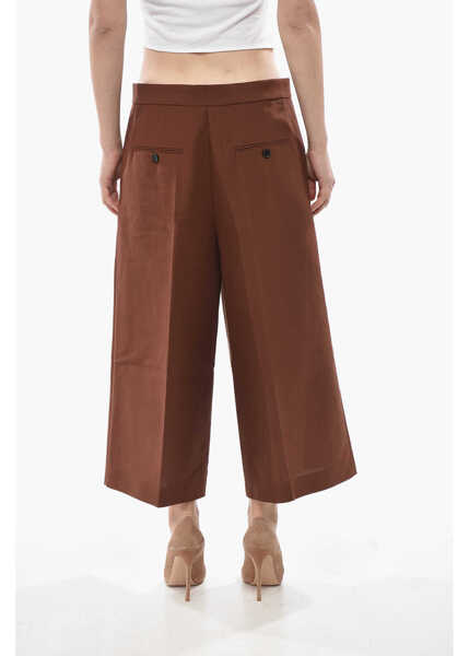 Pantaloni casual Marni Cotton Gaucho Trousers With Welt Pockets Brown Femei (BM 19753292) 2