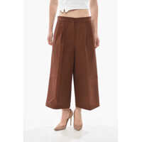 Pantaloni casual Cotton Gaucho Trousers With Welt Pockets Femei