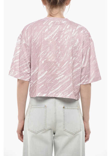 Tricouri Marni Printed Cotton Crop T-Shirt With Printed Logo Pink Femei (BM 19753295) 2