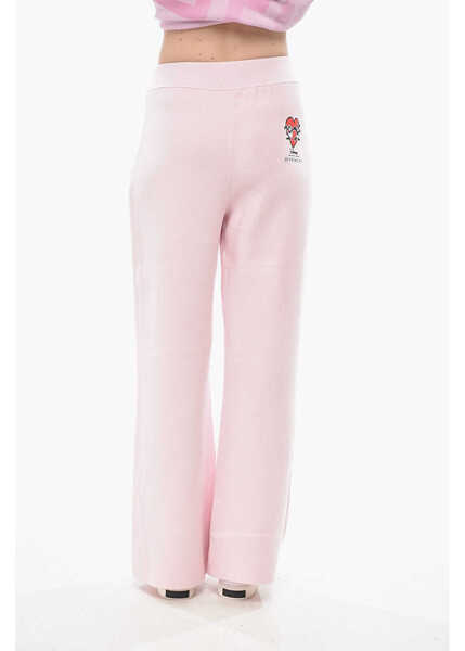 Pantaloni casual Givenchy Disney X Givenchy Knit Palazzo Trousers With Embroidery Pink Femei (BM 19753298) 2