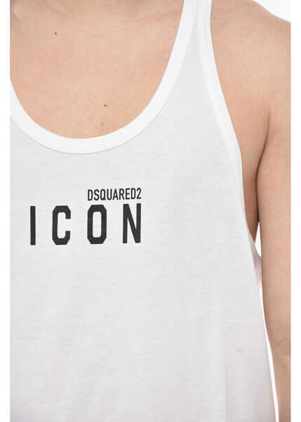 Tricouri DSQUARED2 Icon Cotton Crew-Neck Tank Top White Barbati (BM 19753301) 3