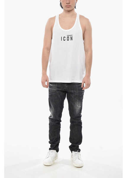 Tricouri DSQUARED2 Icon Cotton Crew-Neck Tank Top White Barbati (BM 19753301) 4