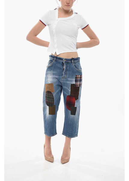 Bluze DSQUARED2 Cotton Piqu Cropped Top With Asymmetric Closure White Femei (BM 19753304) 3