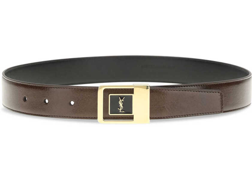 Curele Saint Laurent LA 66 Belt in smooth leather KHAKI Femei (BM 19753496) 2