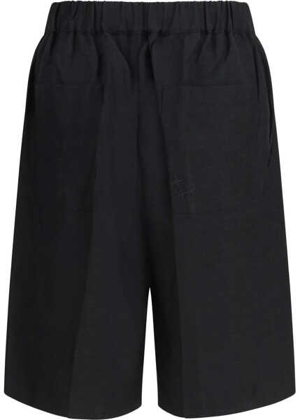 Pantaloni scurti LANEUS Viscose and linen Bermuda Shorts NERO/BLACK Barbati (BM 19753589) 2