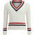 Thom Browne Intarsia cable-knit V-neck Sweater WHITE