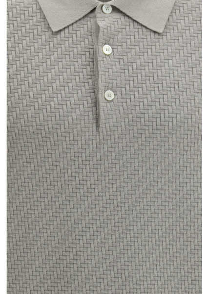 Tricouri Polo BRIONI Polo Shirt with woven pattern BITUMEN Barbati (BM 19753670) 3