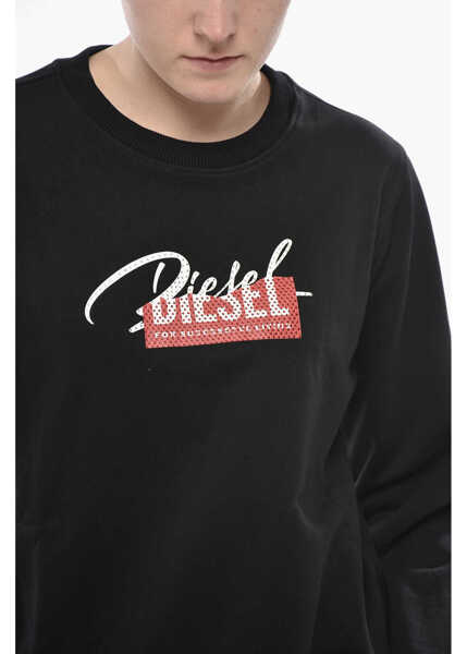 Bluze de trening Diesel Brushed Cotton Crewneck Sweatshirt F-Reggy-Blin With Logo Em Black Femei (BM 19753772) 3