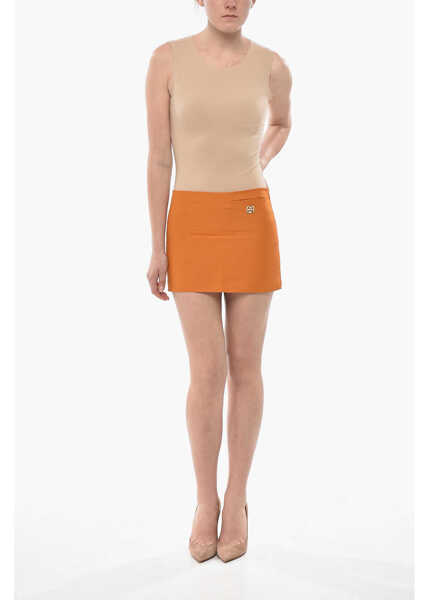 Fuste scurte Givenchy Linen-Blend Mini Skirt Liquid With Side Zip Orange Femei (BM 19753775) 4