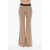 Palm Angels Crochet Cotton Bootcut Trousers Logo Tape Beige