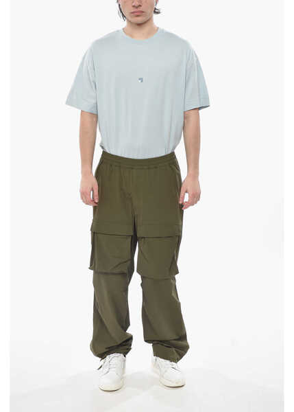 Pantaloni casual Givenchy Stretch Nylon Cargo Pants With Ankle Drawcord Military Green Barbati (BM 19753784) 4