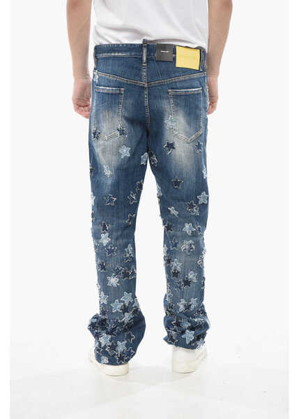 Blugi drepti DSQUARED2 Stretch Cotton Jeans Roadie With All-Over Stars 22Cm Blue Barbati (BM 19753787) 2