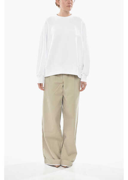 Bluze de trening Palm Angels Brushed Cotton Crewneck Sweatshirt Classic Logo White Femei (BM 19753790) 4