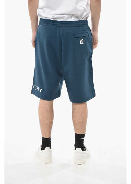Pantaloni scurti Givenchy Brushed-Jersey Shorts With Printed Logo Blue Barbati (BM 19753793) 2