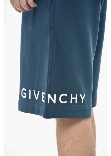 Pantaloni scurti Givenchy Brushed-Jersey Shorts With Printed Logo Blue Barbati (BM 19753793) 3