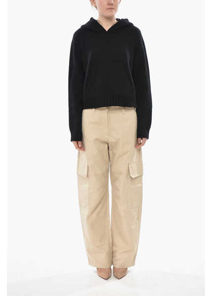 Pulovere casual Palm Angels Wool-Blend Knit With Hood And Contrast Logo Black Femei (BM 19753796) 4