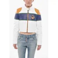 Geci de piele Cropped Leather Jacket Cb Classic With Contrast Details Femei