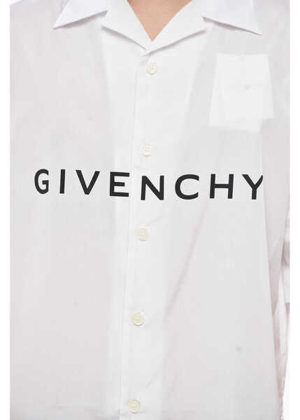 Camasi casual Givenchy Cotton Bowling Shirt With Printed Logo White Barbati (BM 19753802) 3
