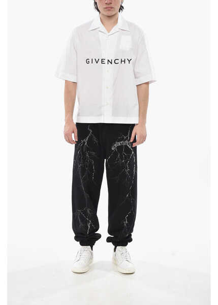 Camasi casual Givenchy Cotton Bowling Shirt With Printed Logo White Barbati (BM 19753802) 4