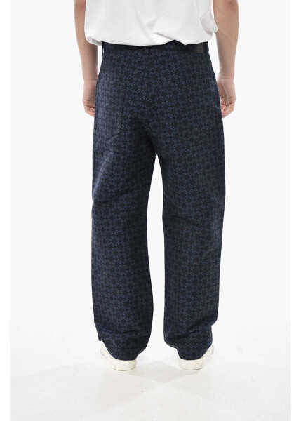 Pantaloni casual Givenchy Cotton-Blend 5-Pocket Trousers With Monogram Pattern Blue Barbati (BM 19753817) 2