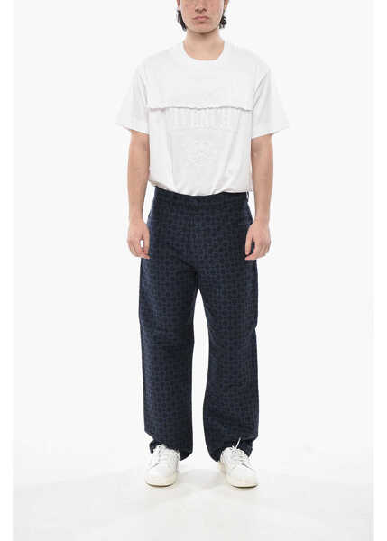 Pantaloni casual Givenchy Cotton-Blend 5-Pocket Trousers With Monogram Pattern Blue Barbati (BM 19753817) 4