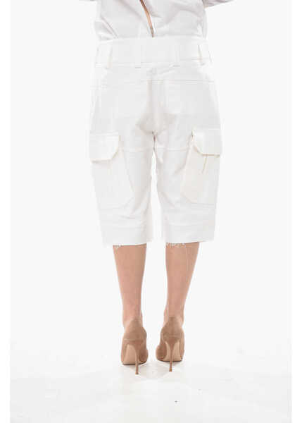 Pantaloni scurti Givenchy Cotton Cargo Shorts With Belt Loops White Femei (BM 19753820) 2