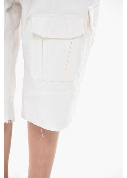 Pantaloni scurti Givenchy Cotton Cargo Shorts With Belt Loops White Femei (BM 19753820) 3
