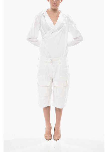 Pantaloni scurti Givenchy Cotton Cargo Shorts With Belt Loops White Femei (BM 19753820) 4