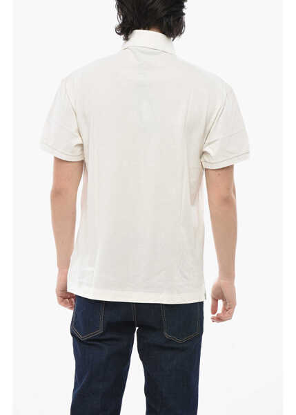 Tricouri Polo Palm Angels Solid Polo With Embroidered Logo White Barbati (BM 19753826) 2