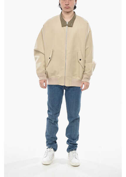 Bomber jacket Givenchy Cotton-Blend Bomber With Check Details Beige Barbati (BM 19753829) 4