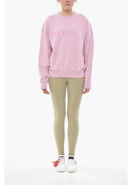 Bluze de trening Givenchy Brushed Cotton Crewneck Sweatshirt With Front Logo Pink Femei (BM 19753838) 4