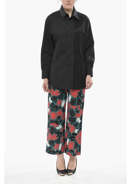 Camasi casual Maison Margiela Mm6 Poplin Shirt With Satin Inserts Black Femei (BM 19753844) 4