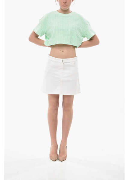 Fuste casual Givenchy Denim Mini Skirt With Belt Loops White Femei (BM 19753862) 4