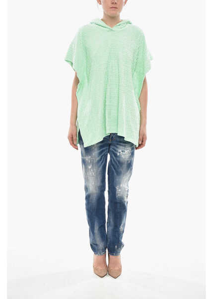 Bluze de trening Givenchy Terry Poncho-Fit Hoodie With Jacquard Monogram Pattern Green Femei (BM 19753865) 4