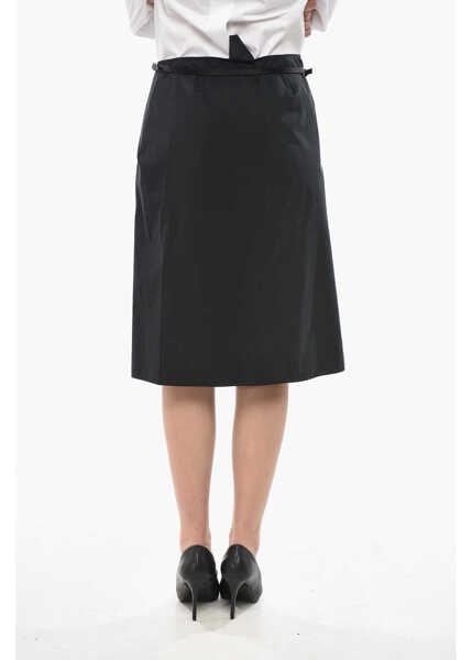 Fuste lungi Givenchy Mixed Cotton Wrap Midi Skirt With Belt Black Femei (BM 19753868) 2