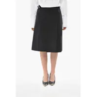 Fuste lungi Mixed Cotton Wrap Midi Skirt With Belt Femei