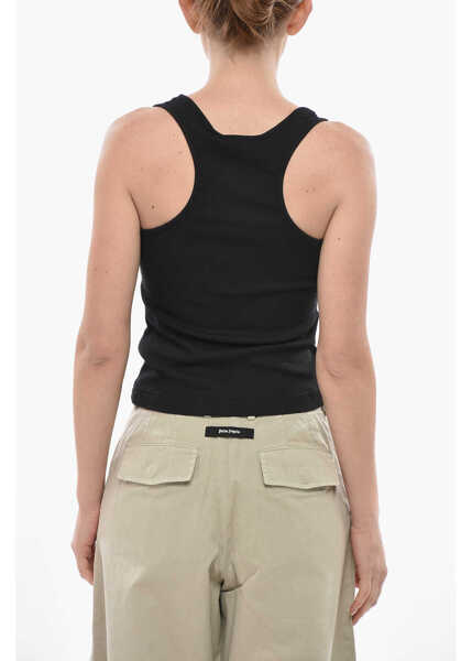 Bluze Palm Angels Cotton-Blend Ribbed Tank Top Classic Logo Black Femei (BM 19753871) 2