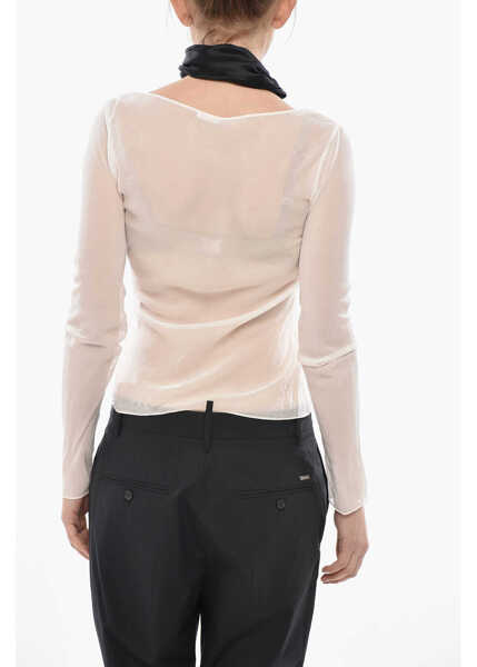 Bluze Givenchy Silk Chiffon Blouse With Contrasting Asymmetric Detail White Femei (BM 19753874) 2