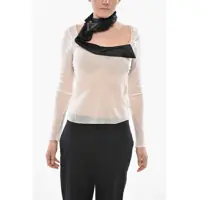 Bluze Silk Chiffon Blouse With Contrasting Asymmetric Detail Femei